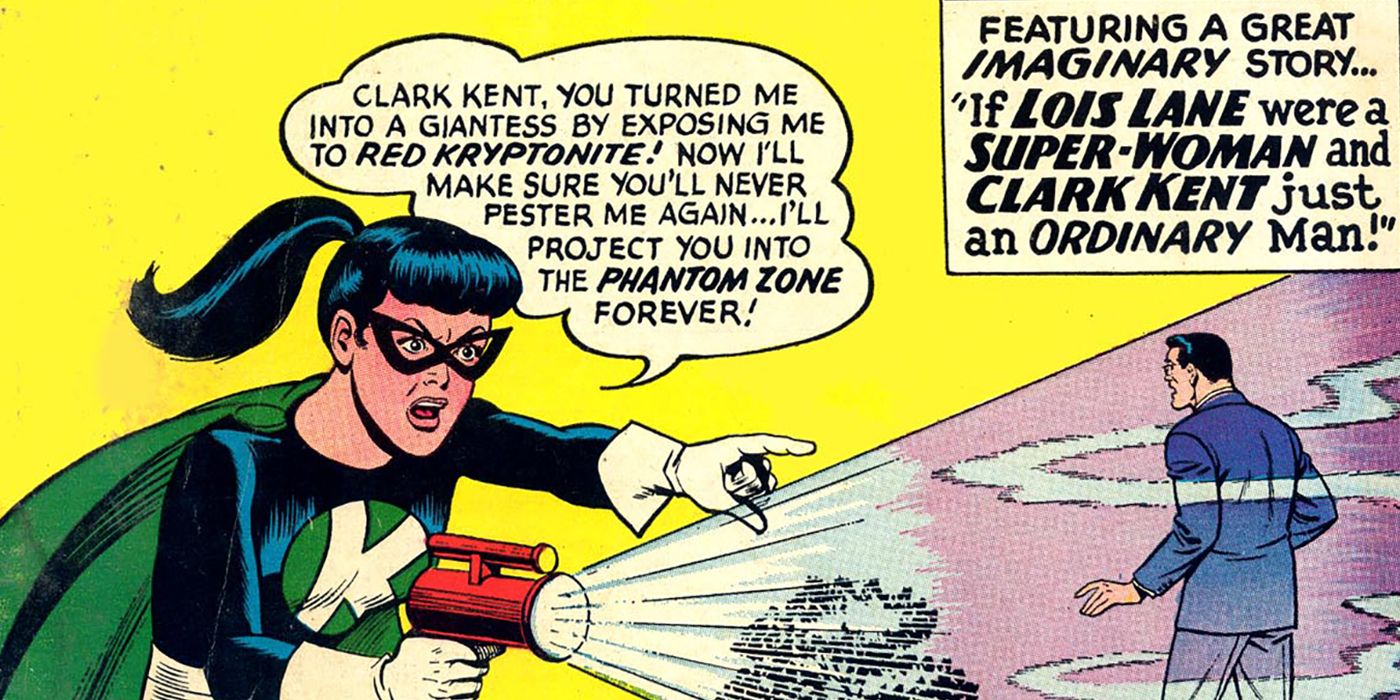 Lois Lane as Krypton Girl zapping Clark Kent