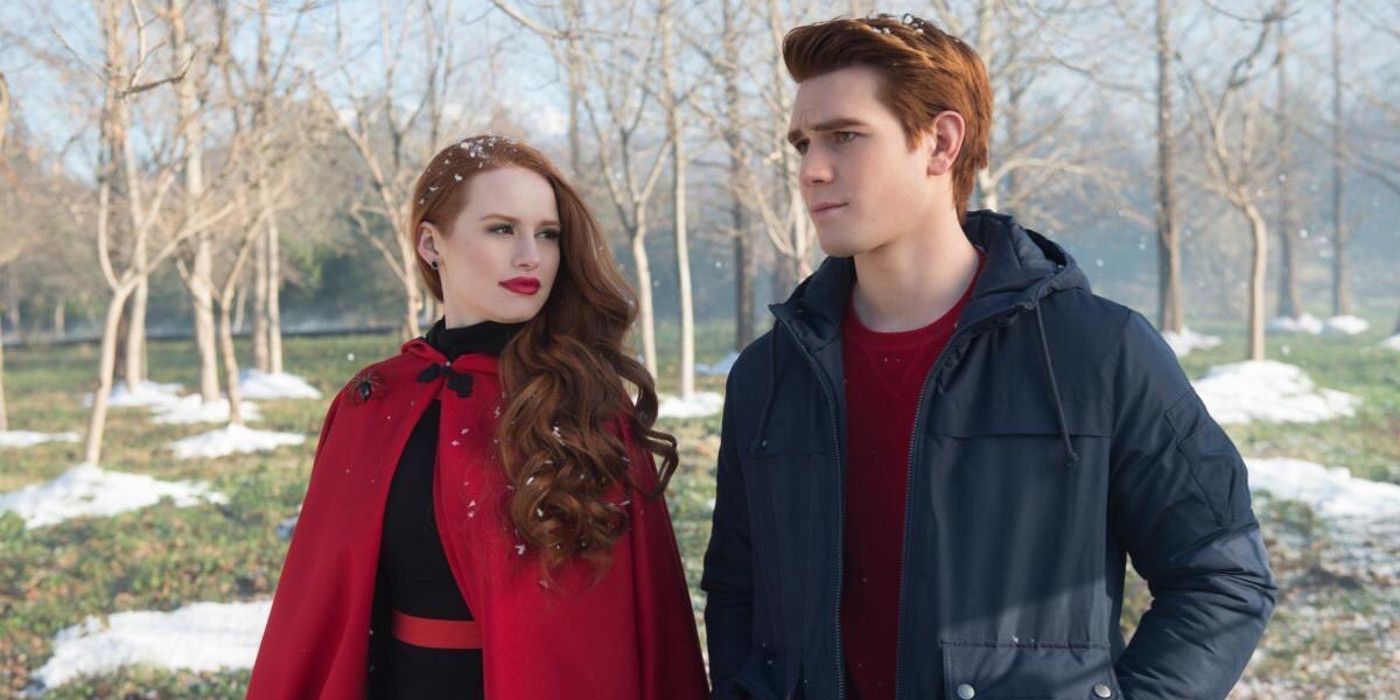 Madelaine Petsch as Cheryl Blossom and KJ Apa as Archie Andrews in Riverdale