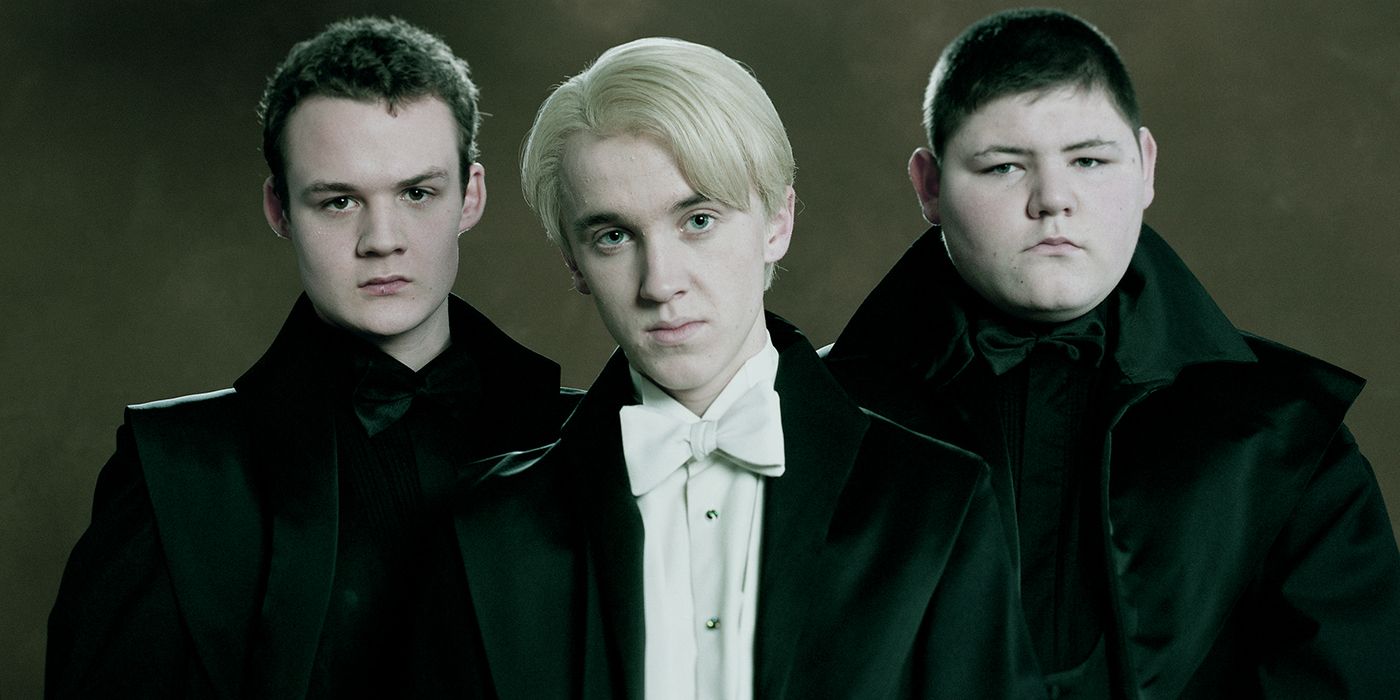 Malfoy Crabbe Goyle in their suits