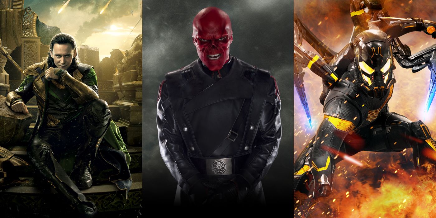 Marvel Movie Villains Loki, Red Skull, and Yellowjacket