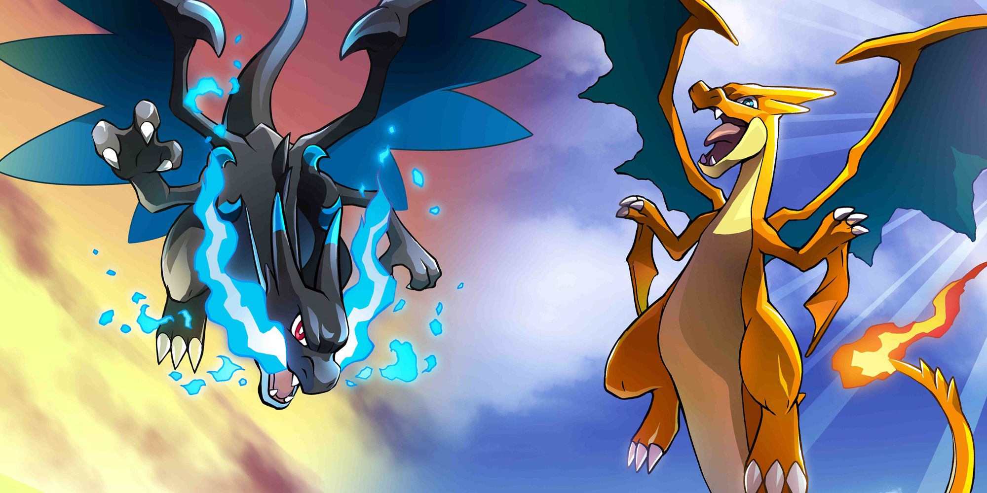 Mega Charizards battling