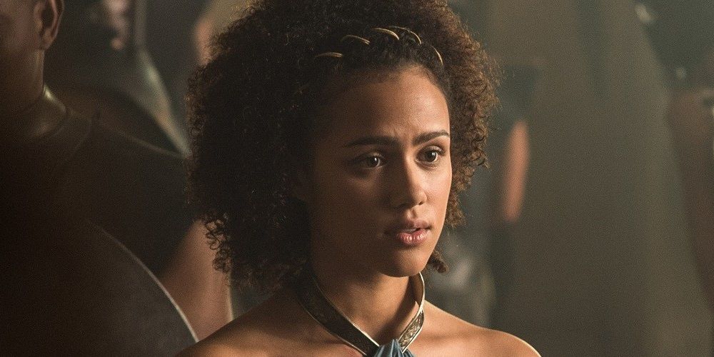 Missandei looking serious in Game Of Thrones