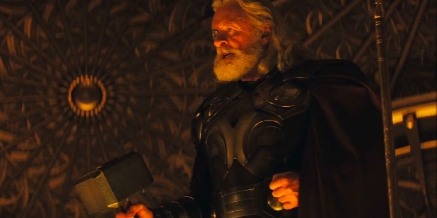 Odin holding Mjolnir in Thor