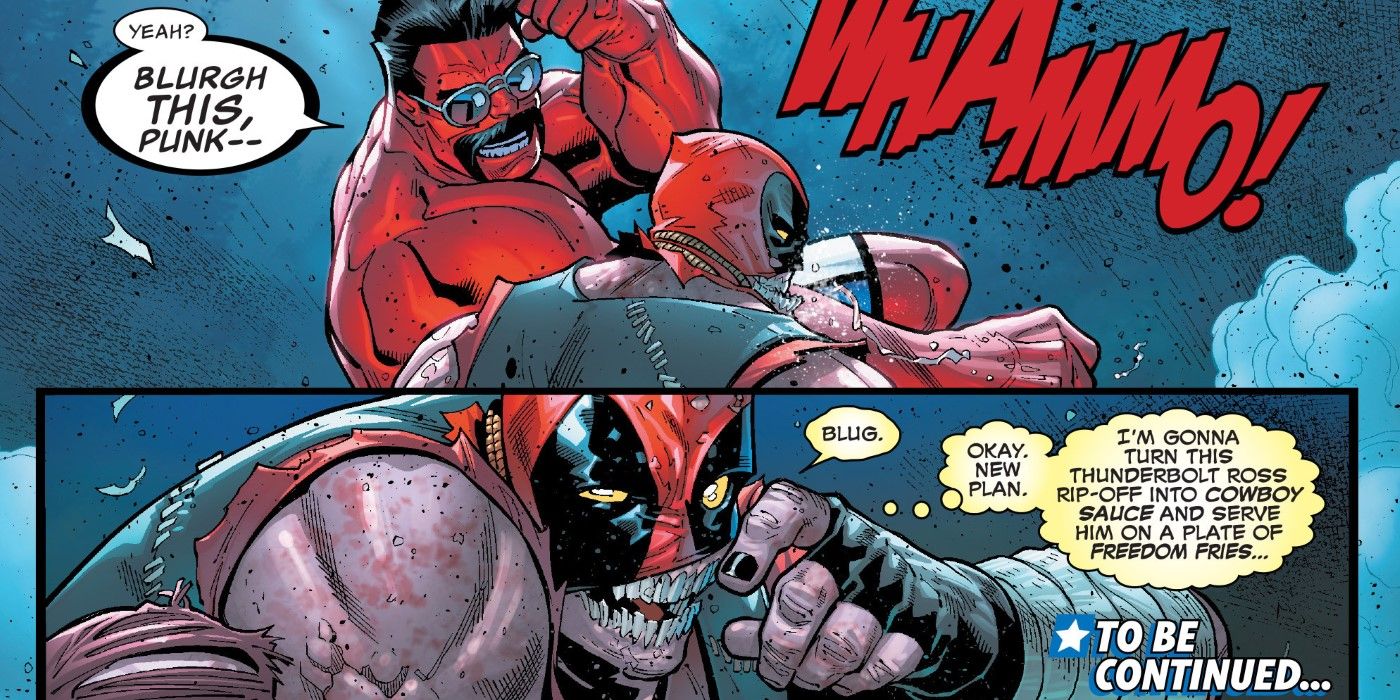 Red Hulk Deadpool Fight Comic
