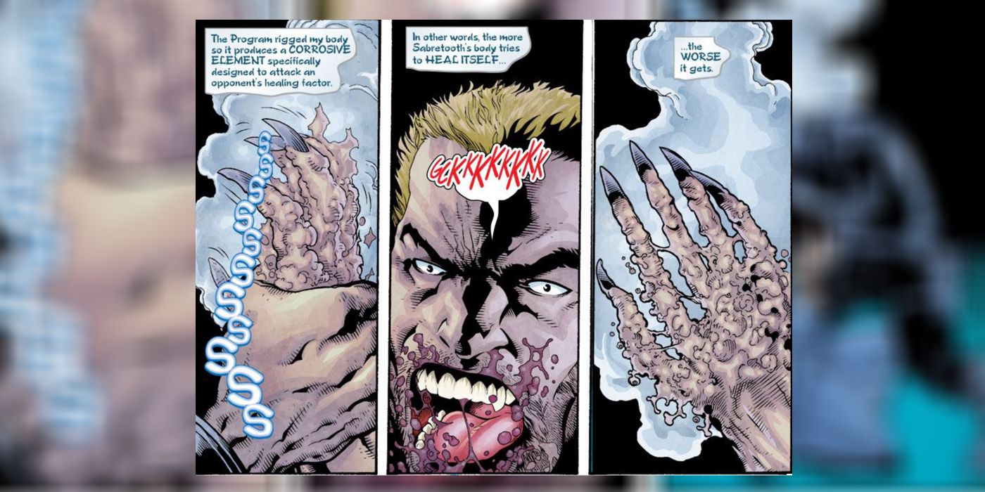 Agent Zero uses his anti-healing factor on Sabretooth