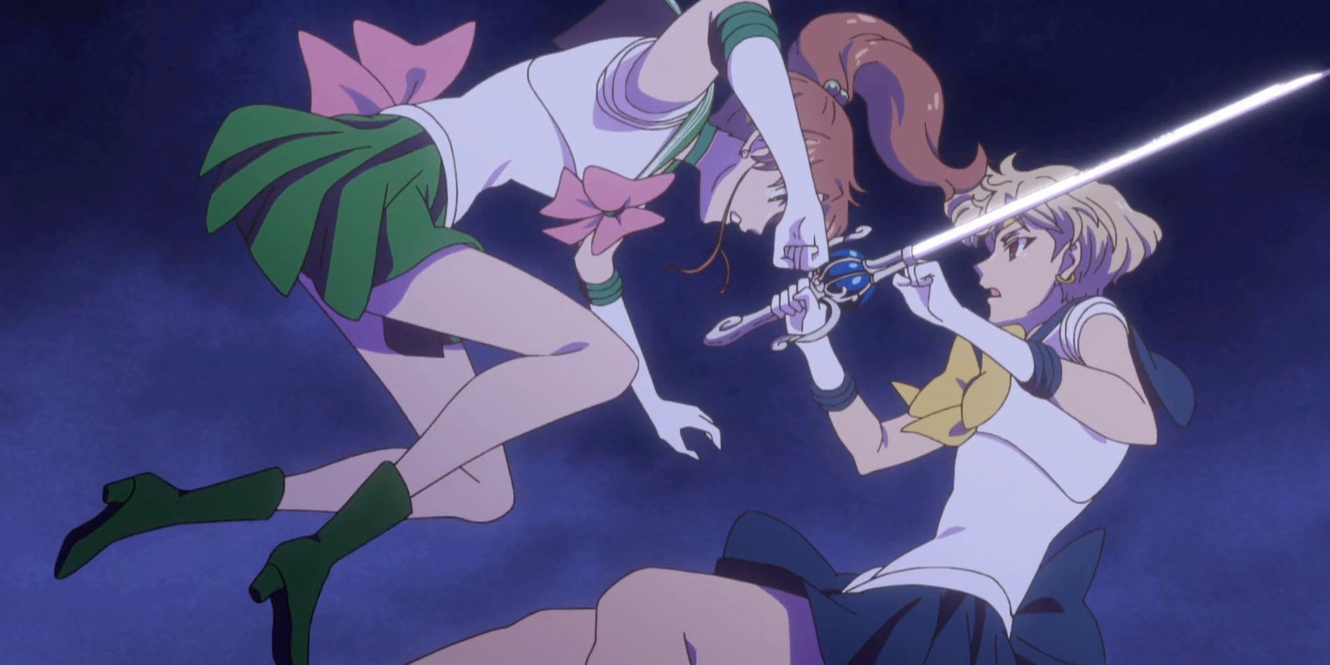 Sailor Jupiter fights Sailor Uranus in Sailor Moon Crystal