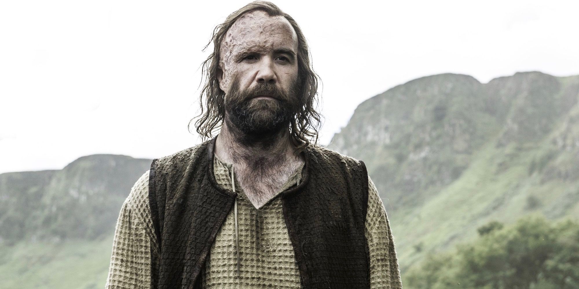 The Hound standing atop a hill in Game of Thrones