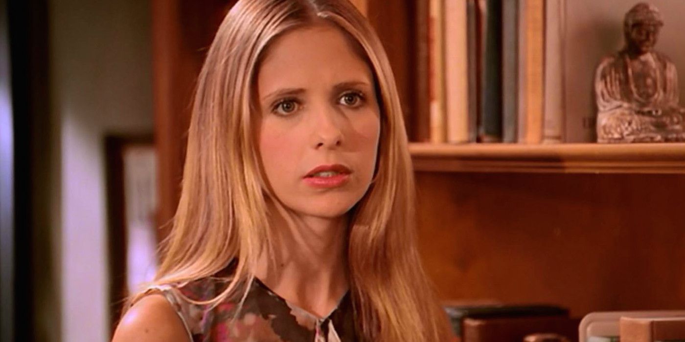 Buffy Summers looking serious on Buffy The Vampire Slayer