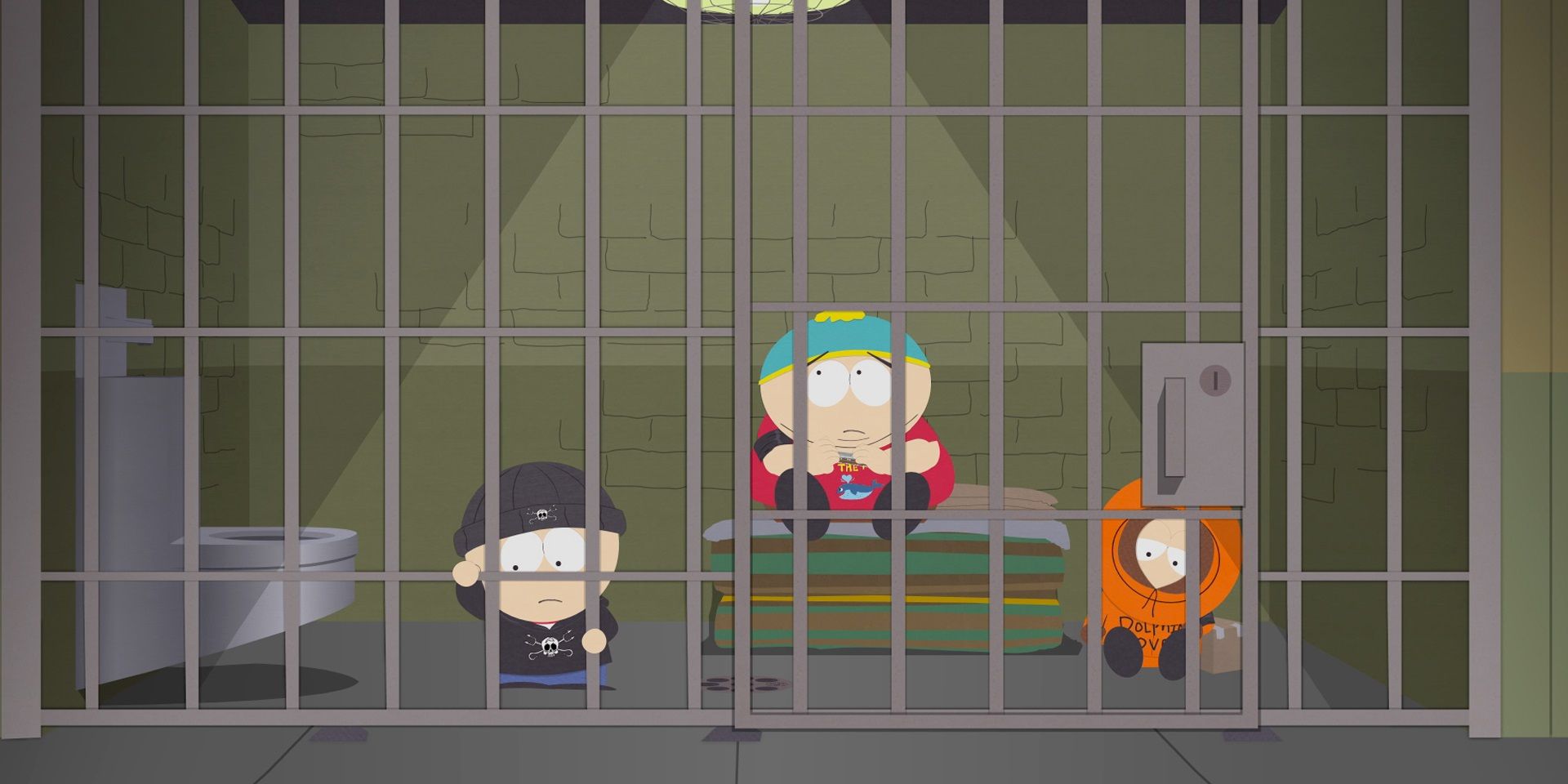 Stan, Cartman and Kenny in a Japanese prison on South Park