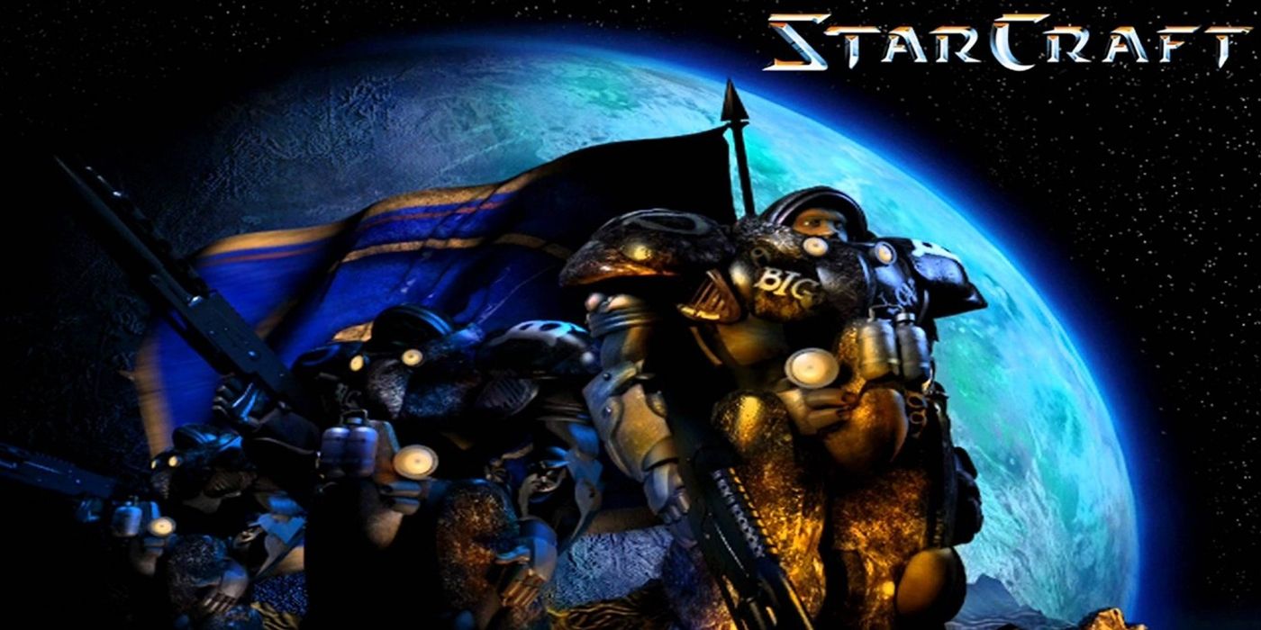 Space Marines stand stoically in art for StarCraft
