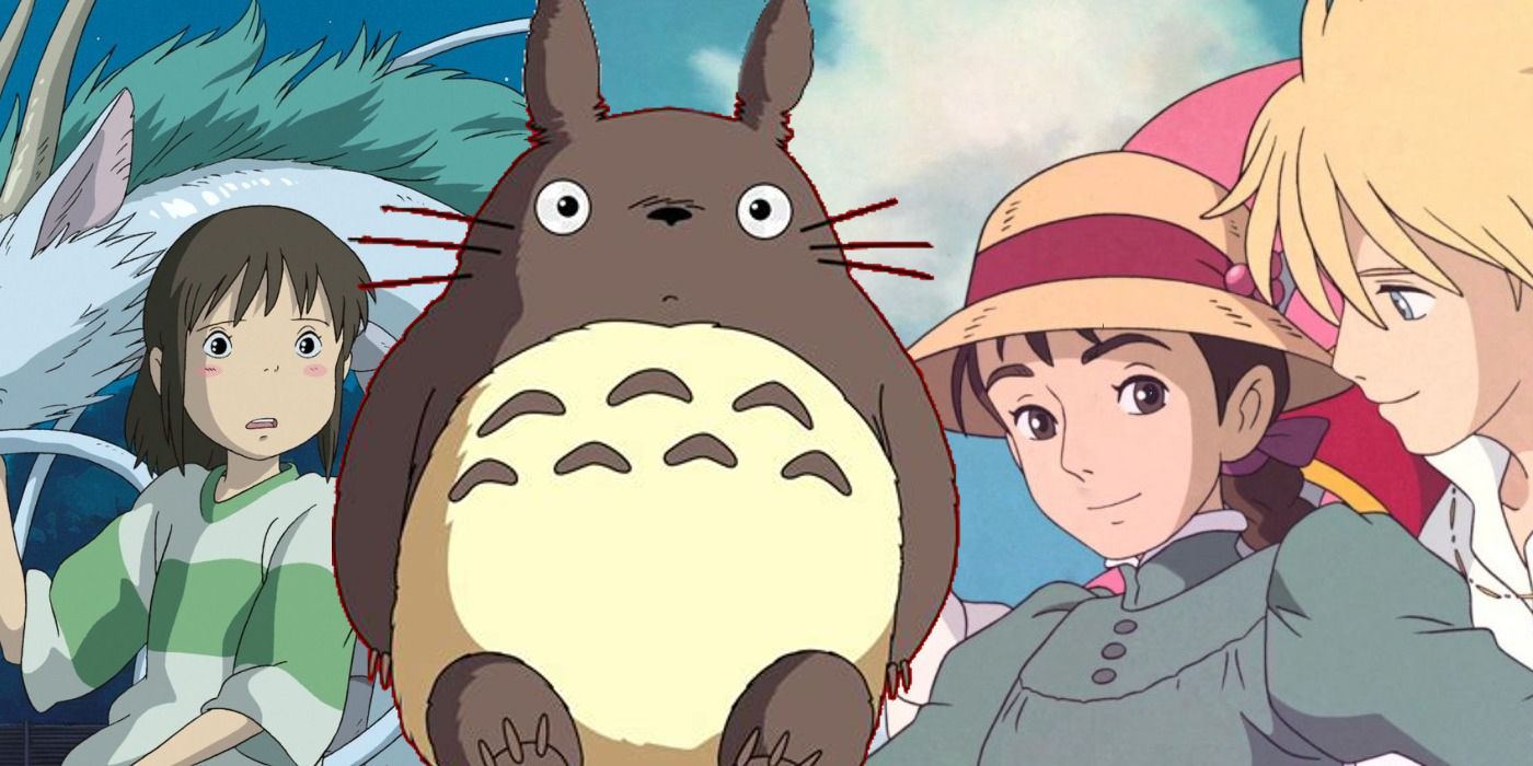 Compilation of the Studio Ghibli movies Spirited Away, Howel's Moving Castle, and My Neighbor Totoro.