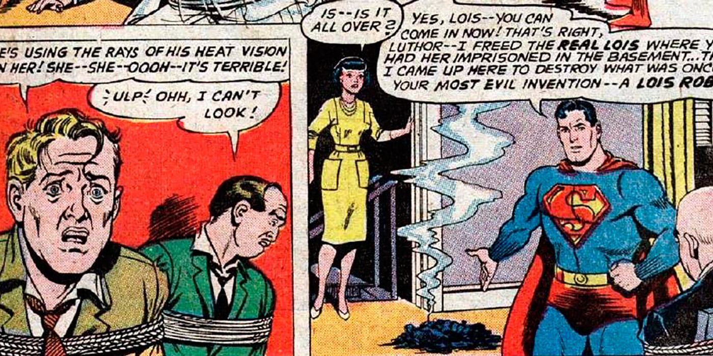 Superman rescues Lois Lane from Lex Luthor