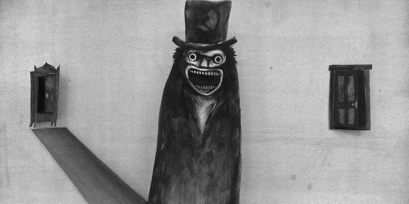 O monstro Babadook sorrindo em The Babadook