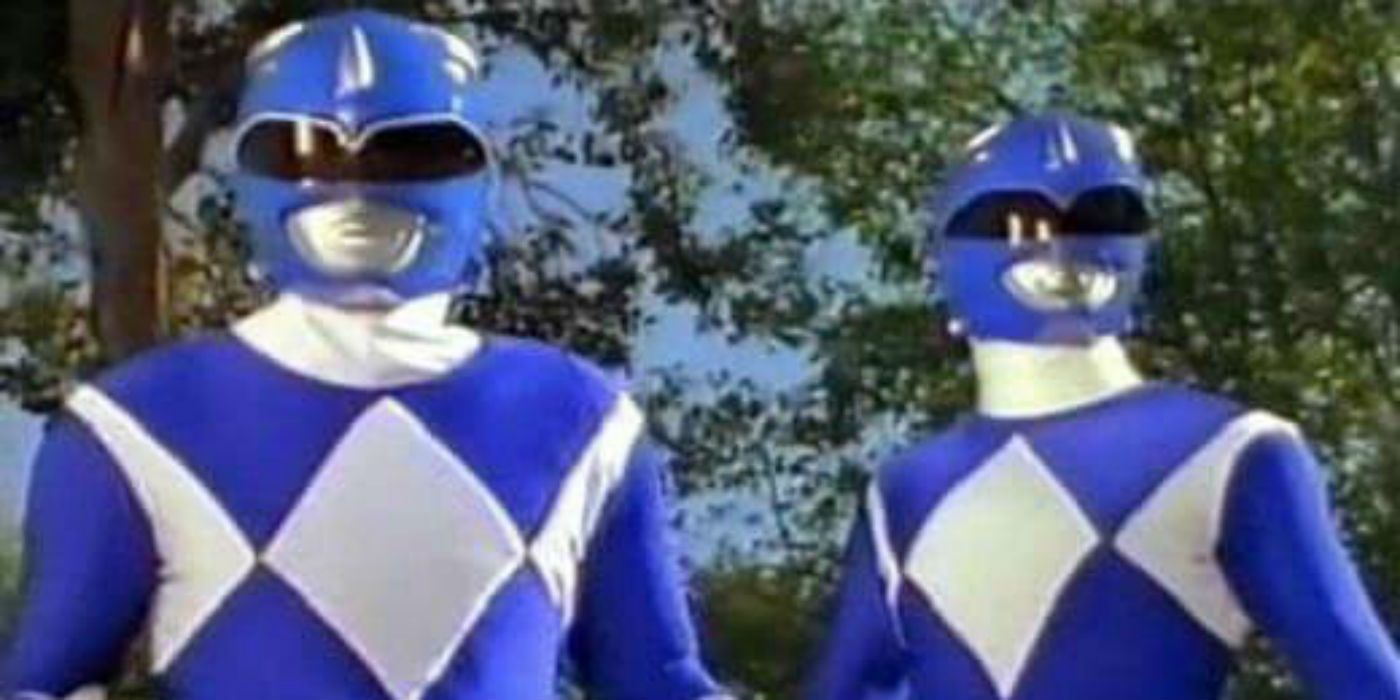 The Blue Ranger and Evil Clone in Mighty Morphin Power Rangers