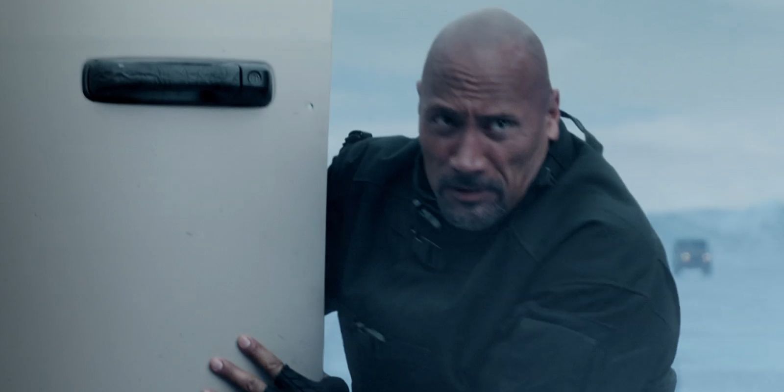 The Rock Holds the Door as He Skates on Ice in Fate of the Furious