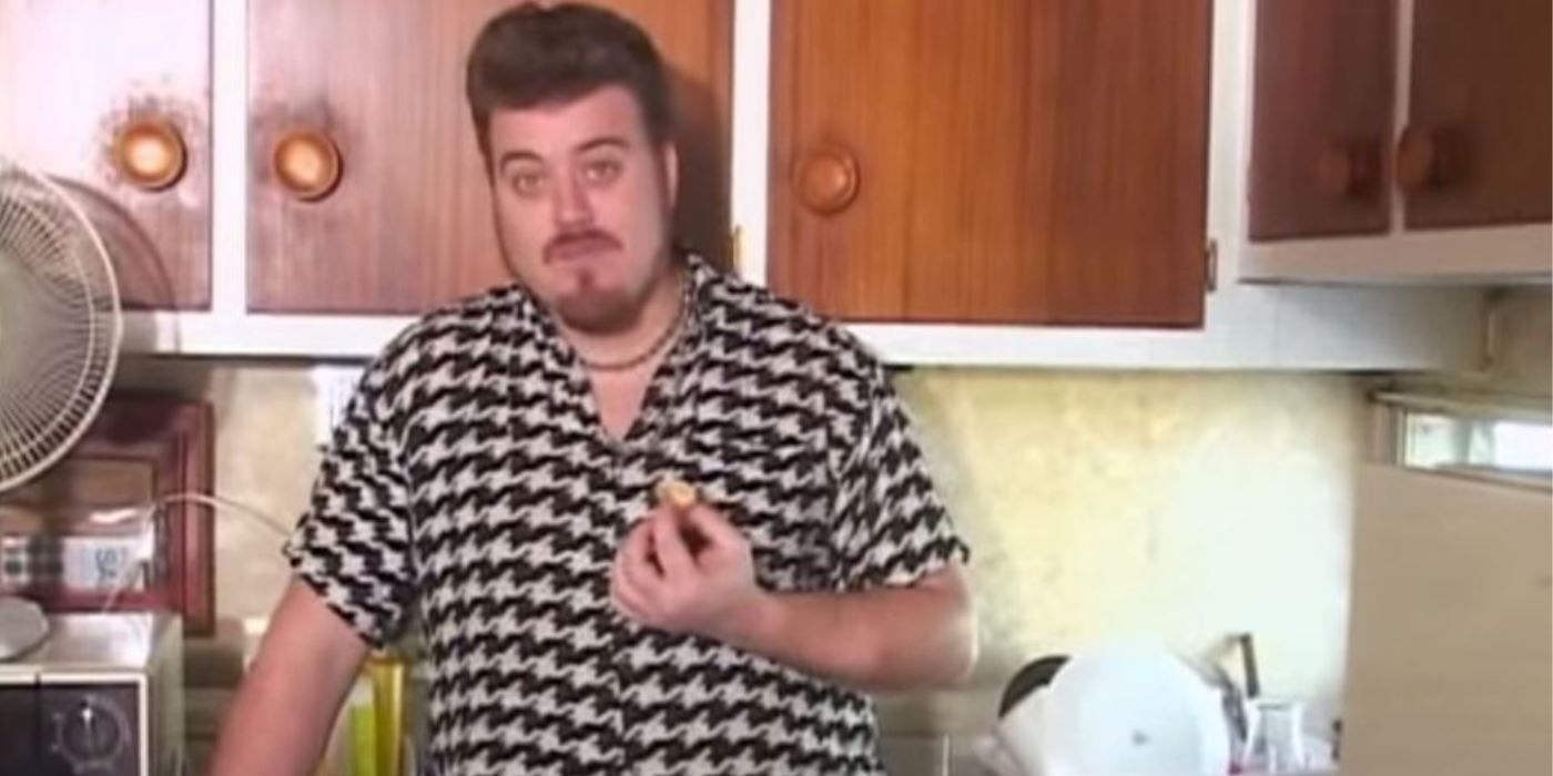 Ricky (Robb Wells) standing in a kitchen in Trailer Park Boys