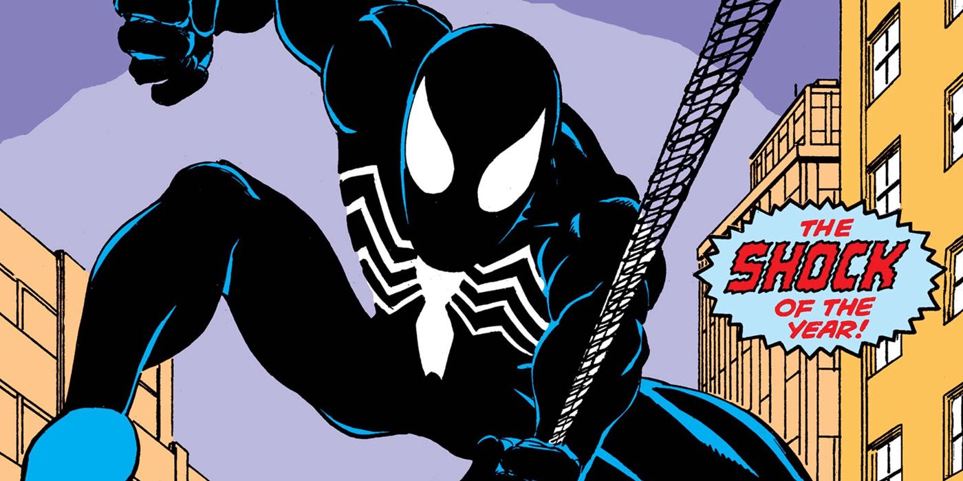 Peter Parker in his new black costume in the Spider-Man comics