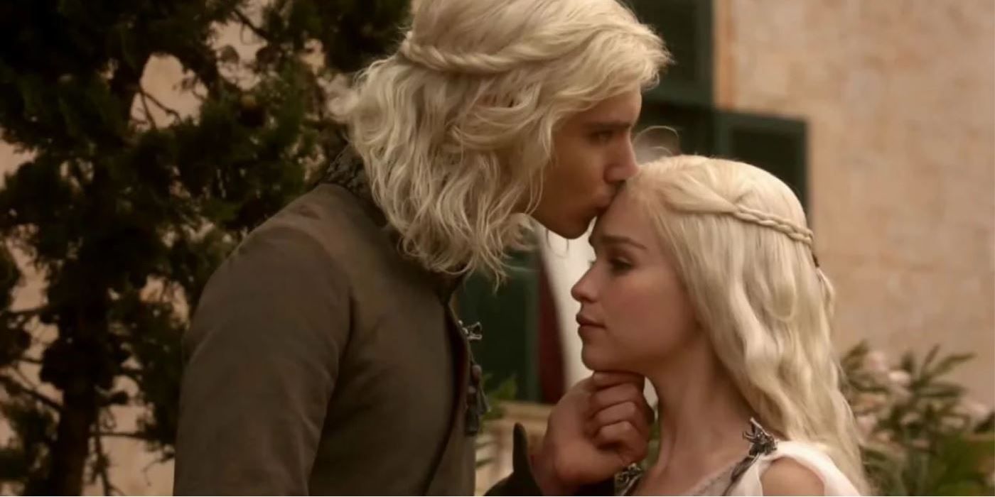 Viserys Targaryen Kissing His Sister Daenerys in Game of Thrones