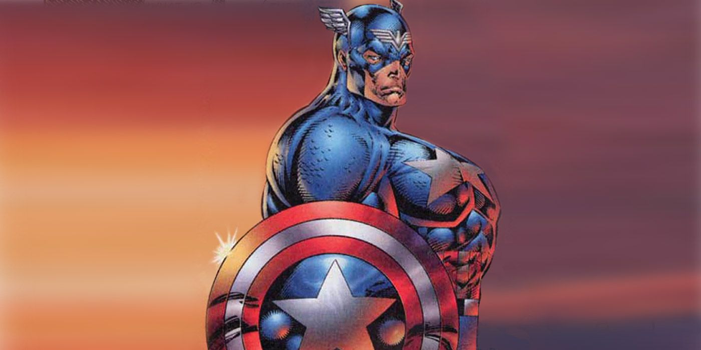 Captain America drawn by Rob Liefeld Heroes Reborn