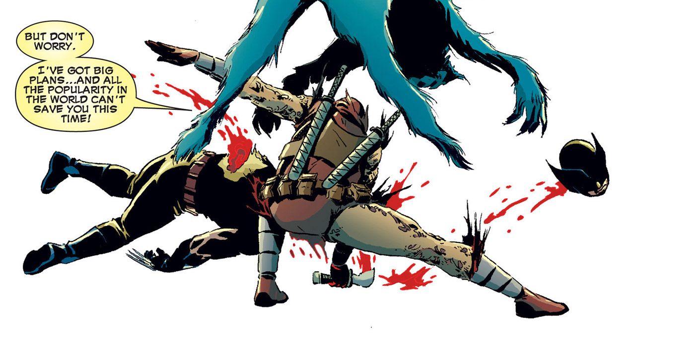 Deadpool decapitates Wolverine in Marvel comics