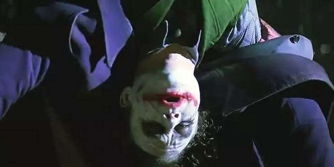 Heath Ledger as the Joker upside down the Dark Knight Batman DC Christian Bale