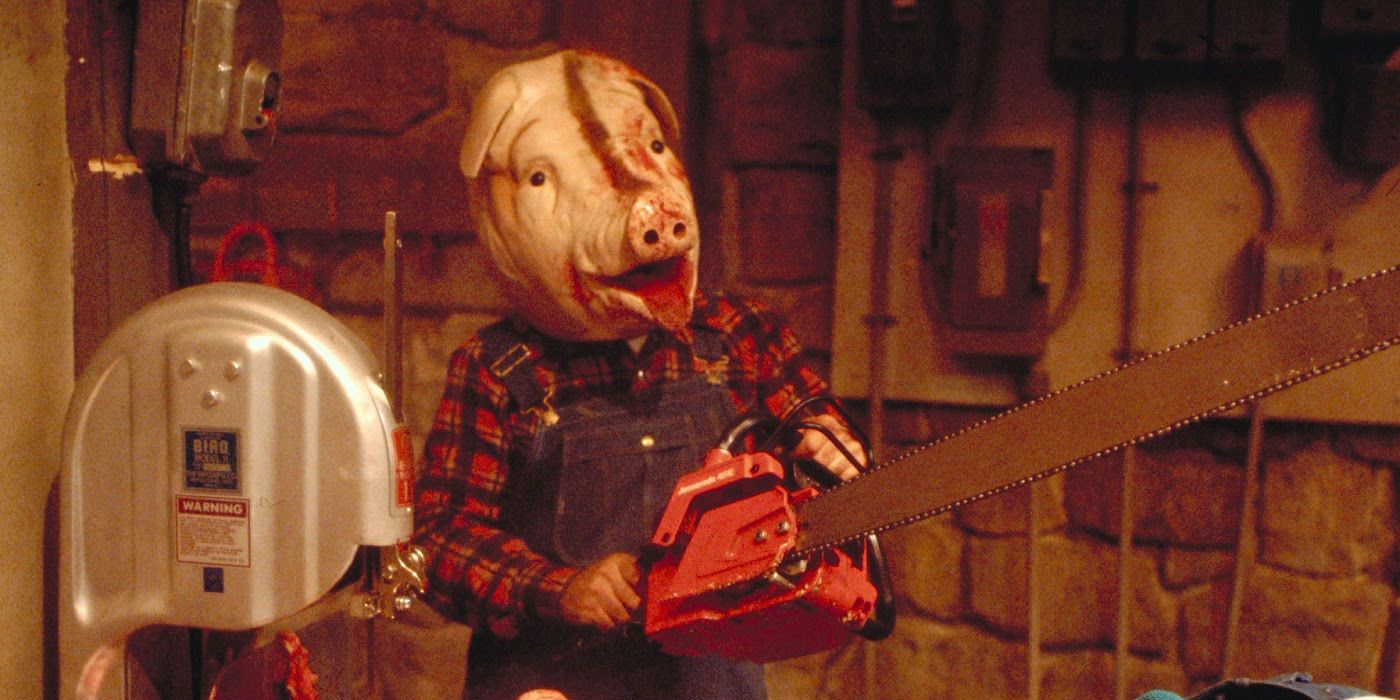 The pig guy with the chainsaw from Motel Hell