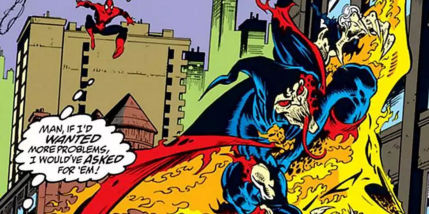 Spider-Man and Demogoblin fighting in Marvel Comics