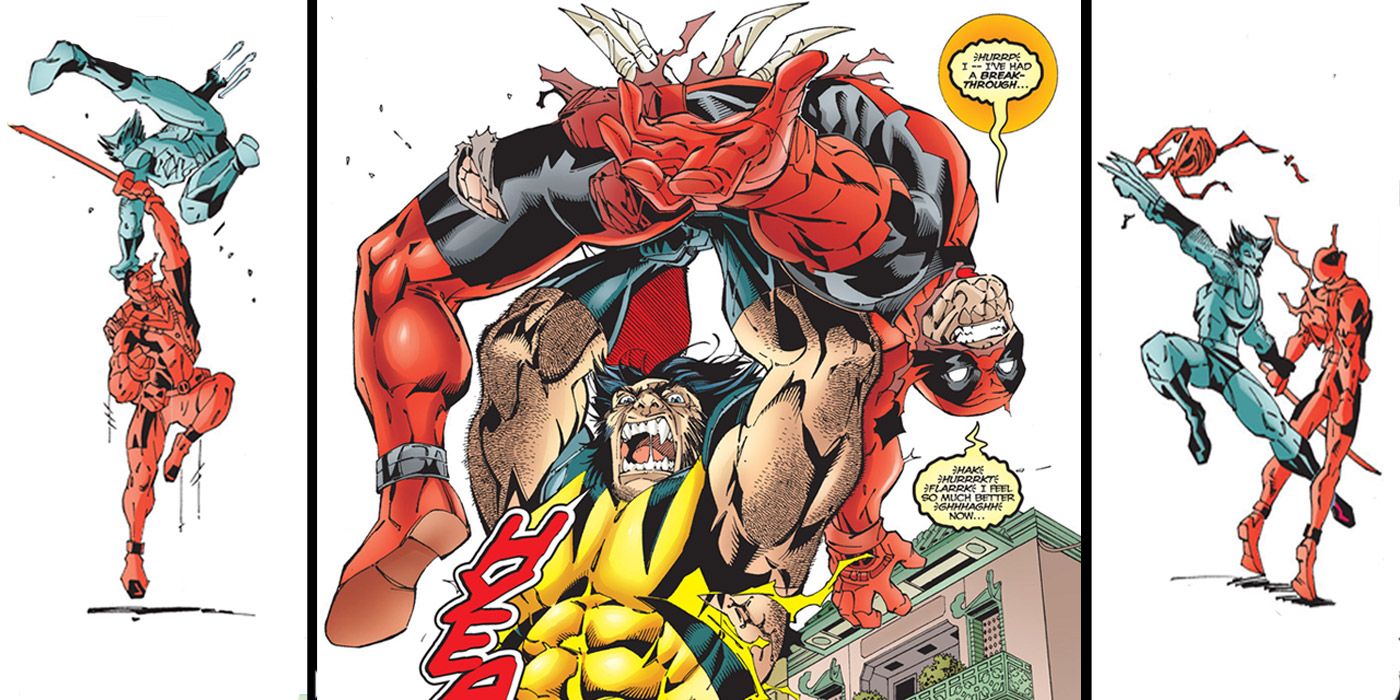 Wolverine stabs Deadpool in Marvel comics