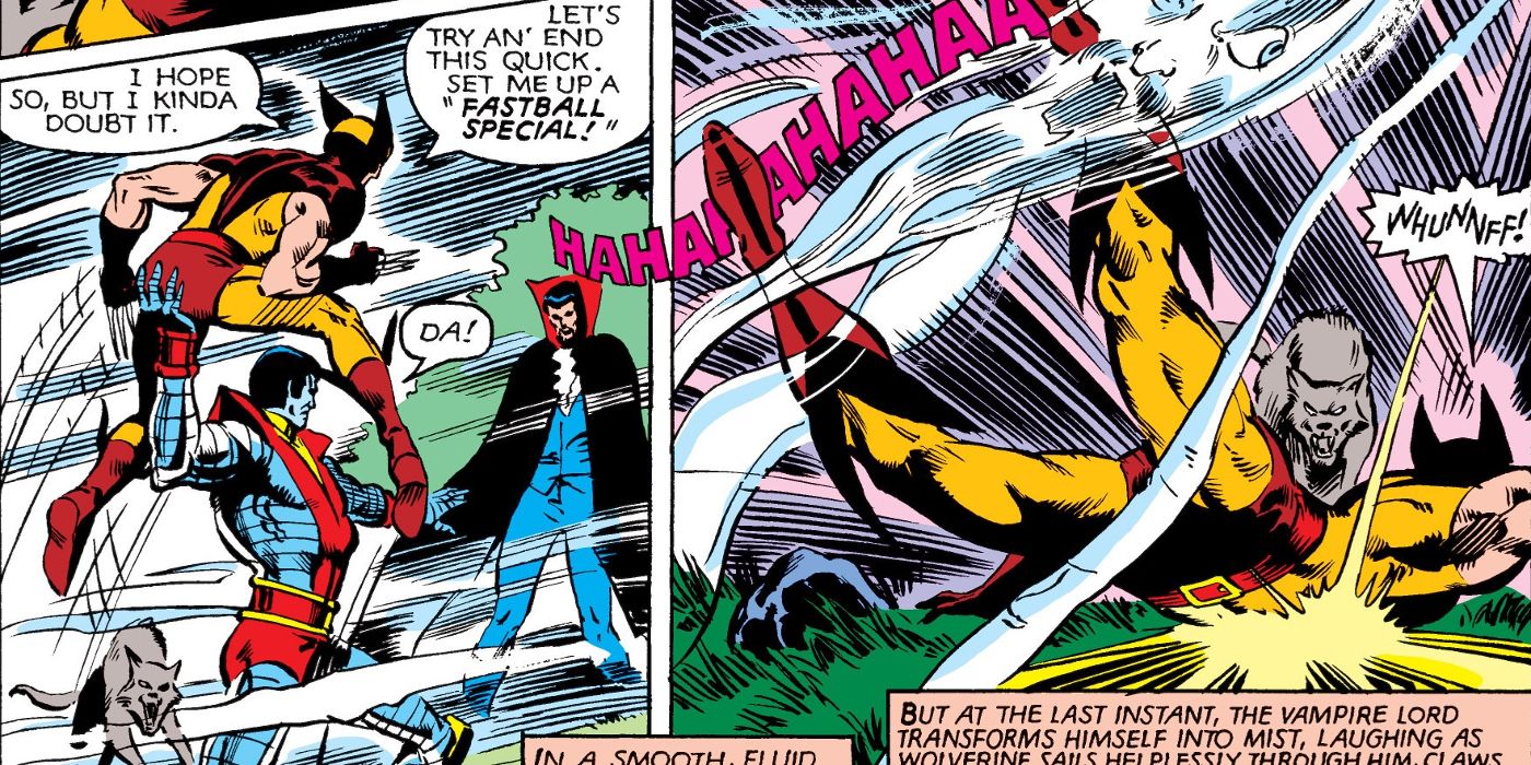 Wolverine and Colossus attempt the fastball special on Dracula in Uncanny X-Men #159