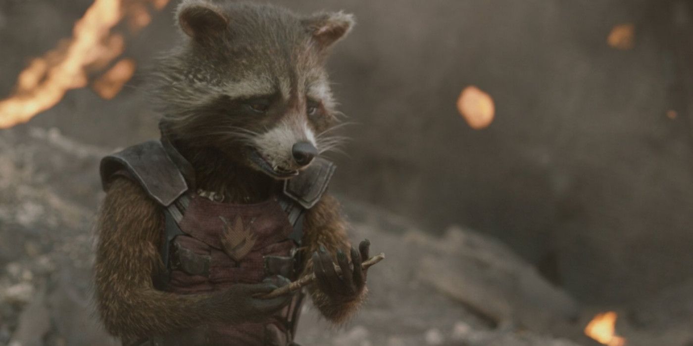 Rocket holding twig after Groot's death