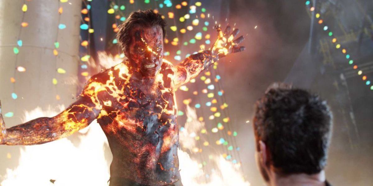 Aldrich Killian on fire in Iron Man 3