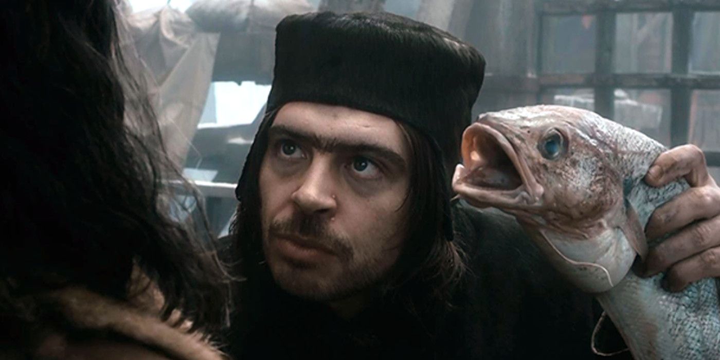Alfrid threatenng Bard in The Hobbit