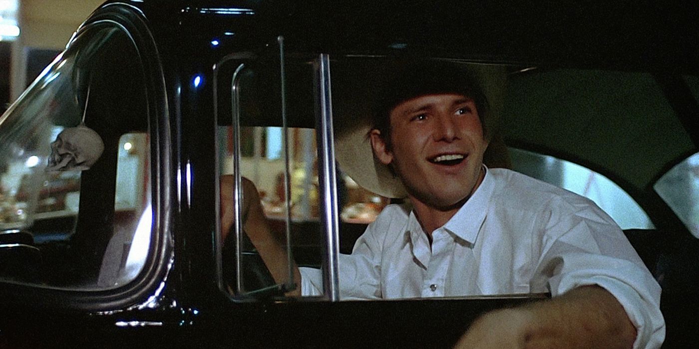 Harrison Ford inside a car in American Graffiti