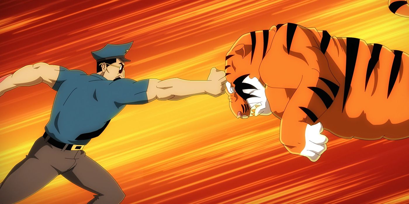 Axe Cop punches a tiger