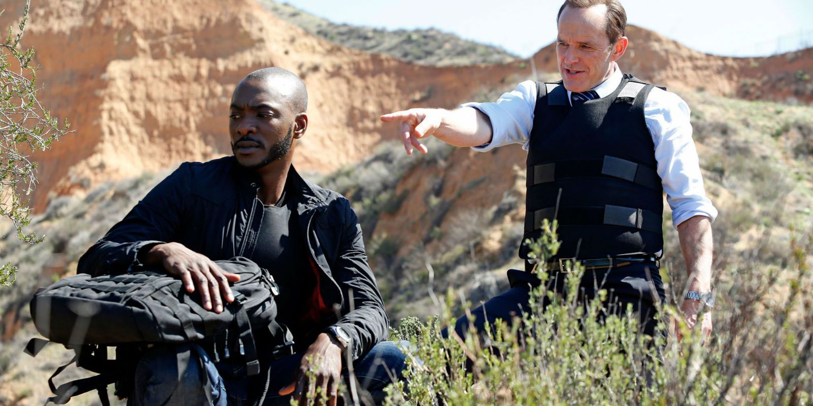 BJ Britt and Clark Gregg in Agents of SHIELD