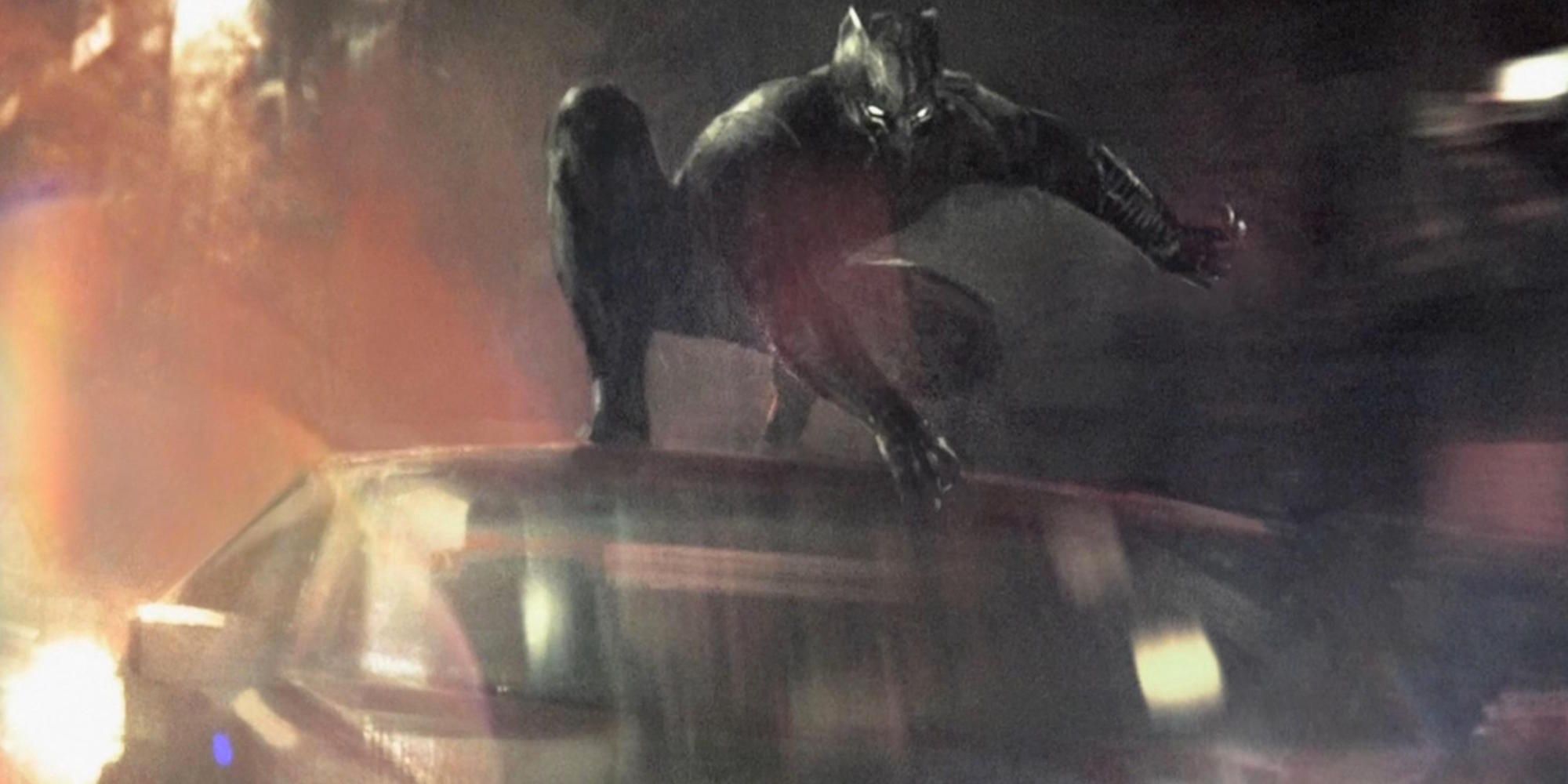 An image of Black Panther on top of a car