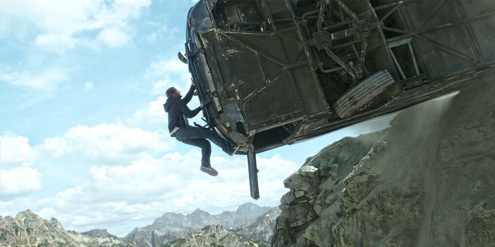 Brian O'Conner (Paul Walker) during the bus scene in furious 7