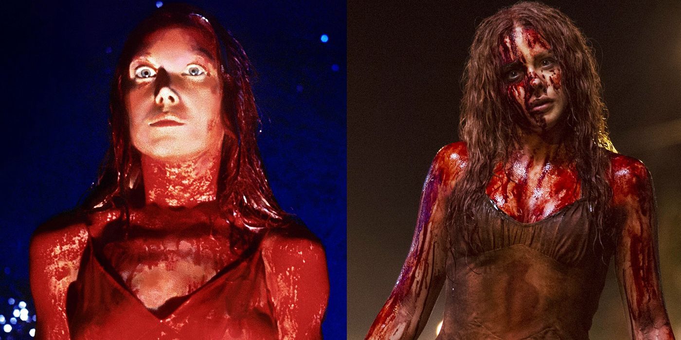 A split image features Sissy Spacek and Chloe Moretz as Carrie