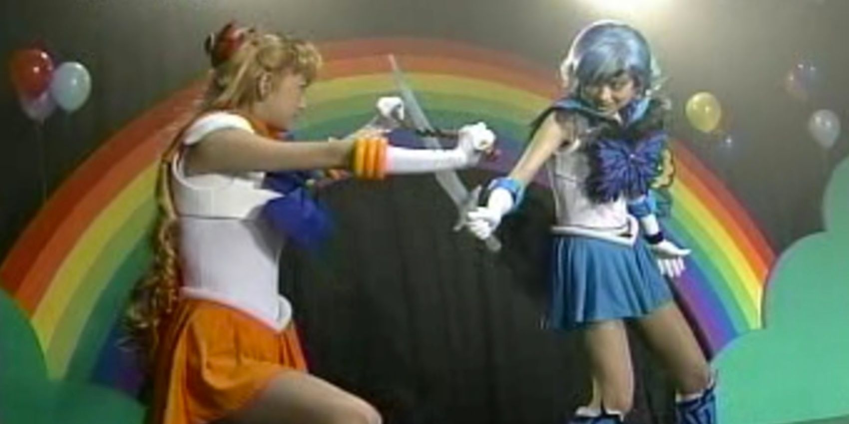 Dark Mercury and Sailor Venus Sword Fight in Pretty Guardian Sailor Moon