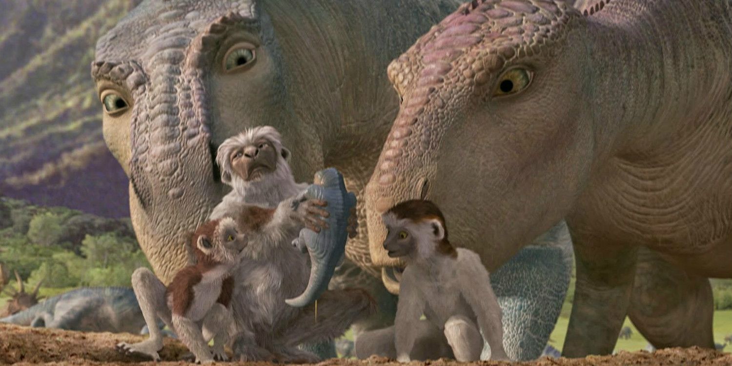 The dinosaurs in the Disney Dinosaur movie.