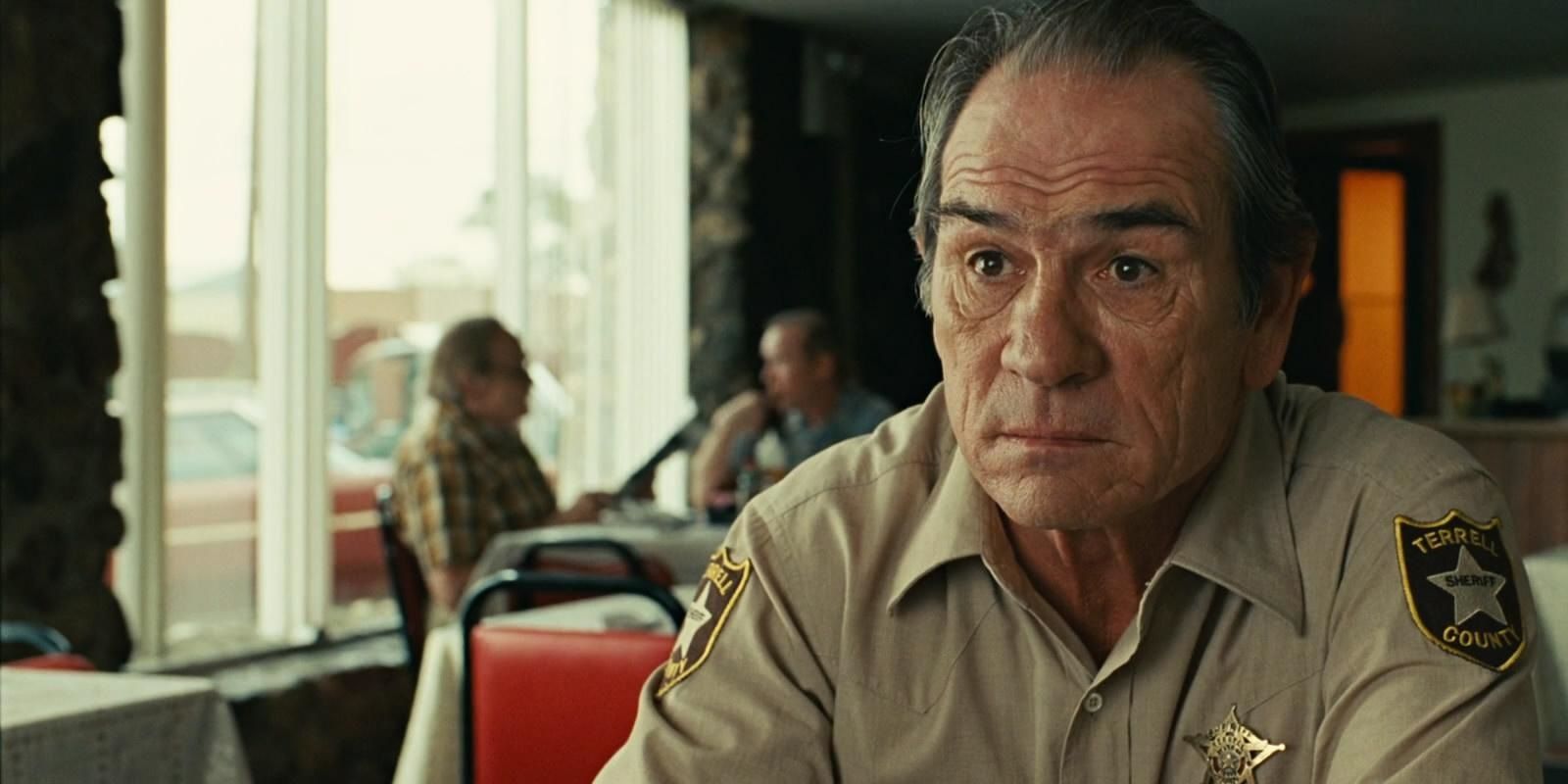 Bell with wide eyes in No Country For Old Men