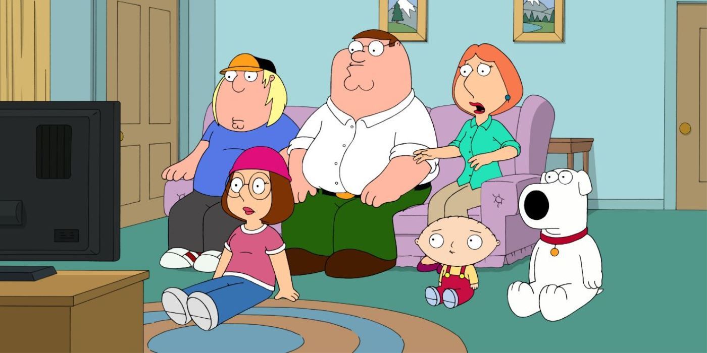The Griffins watching Tv in Family Guy