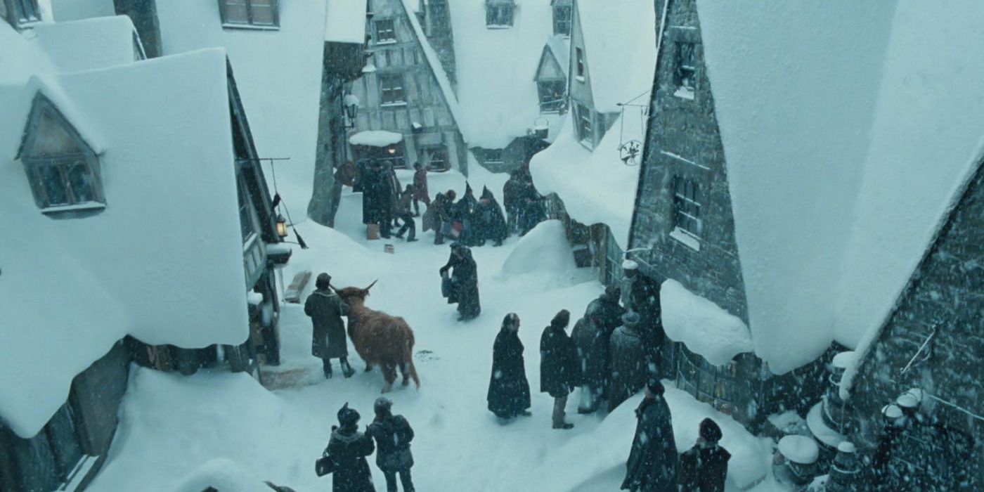 Harry Potter Hogsmeade Eagle Eye View Snowy Rooftops