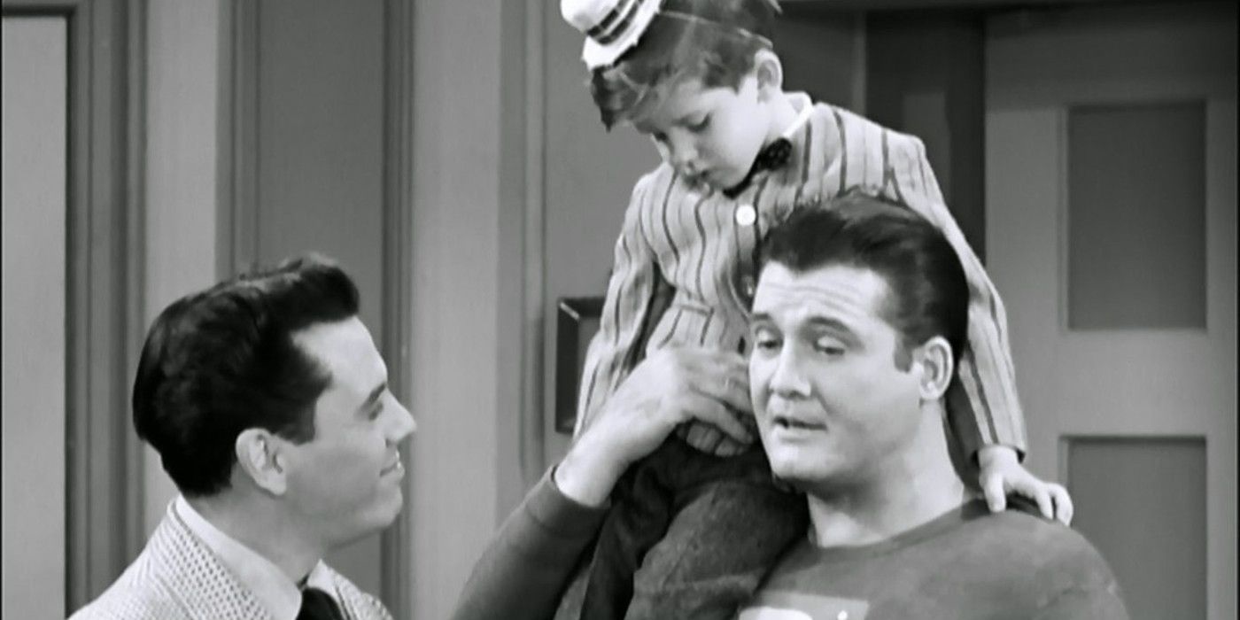 Superman holds Ricky Jr. on his shoulder in the I Love Lucy and Superman Crossover