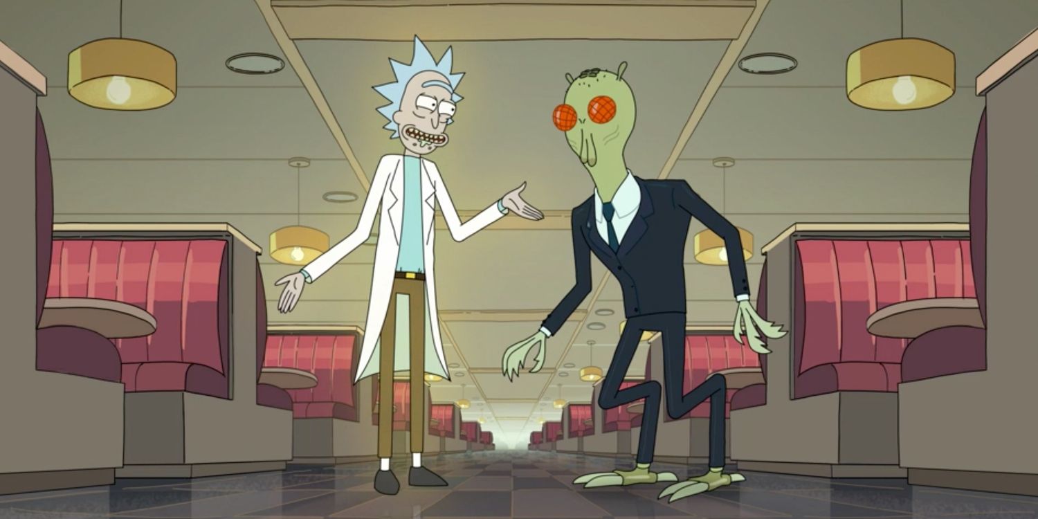 Justin Roiland and Nathan Fillion in Rick and Morty season 3