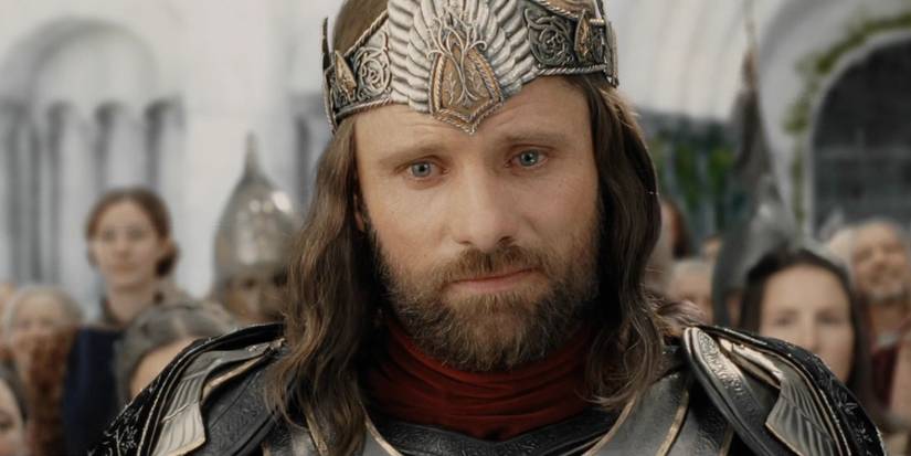 Aragorn looking on after being crowned.