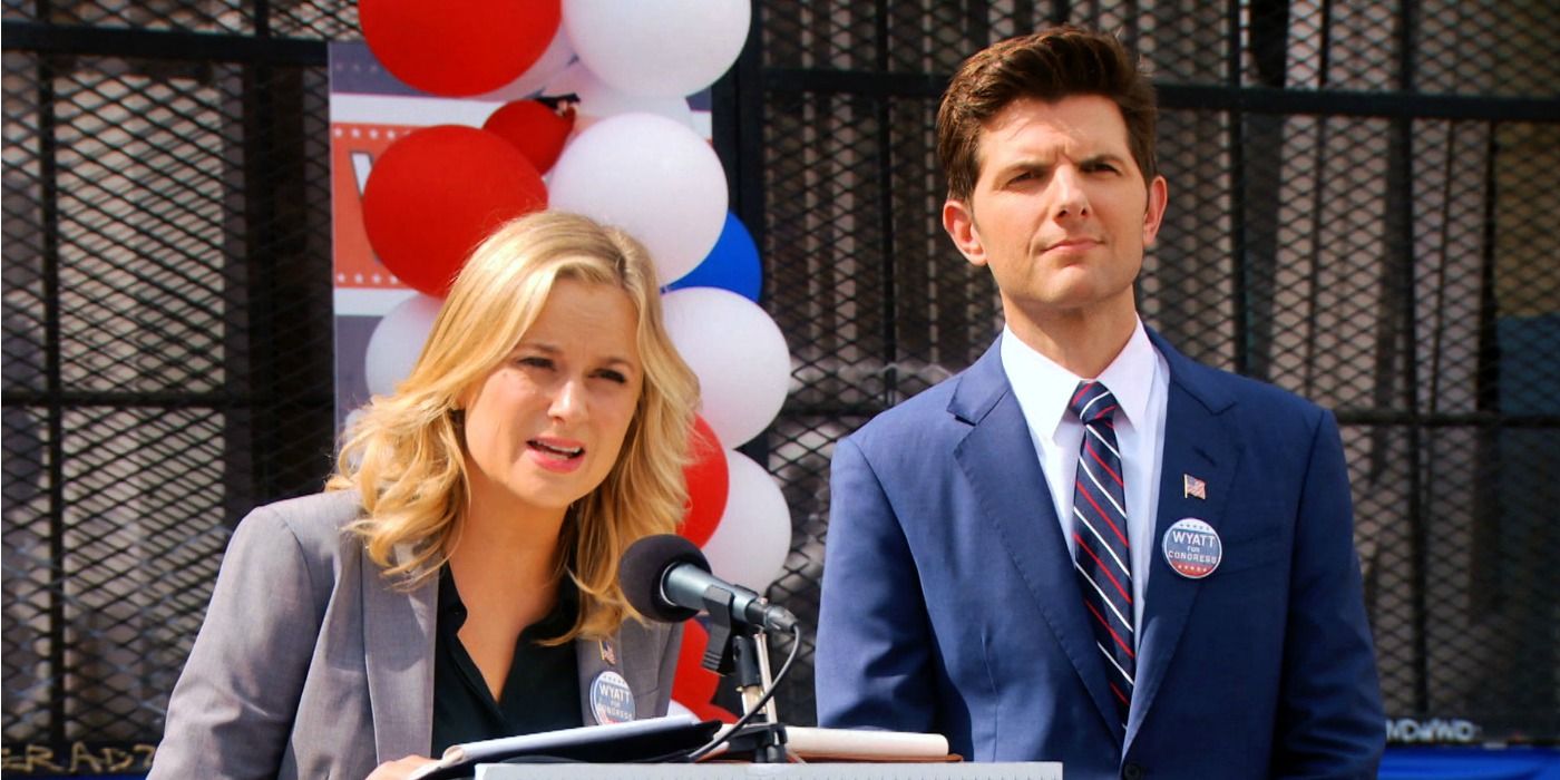 Leslie Knope and Ben Wyatt on Parks and Rec