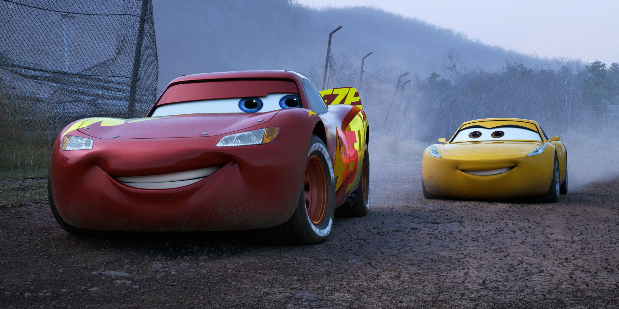 Lightning McQueen and Cruze Ramirez driving in Cars 3