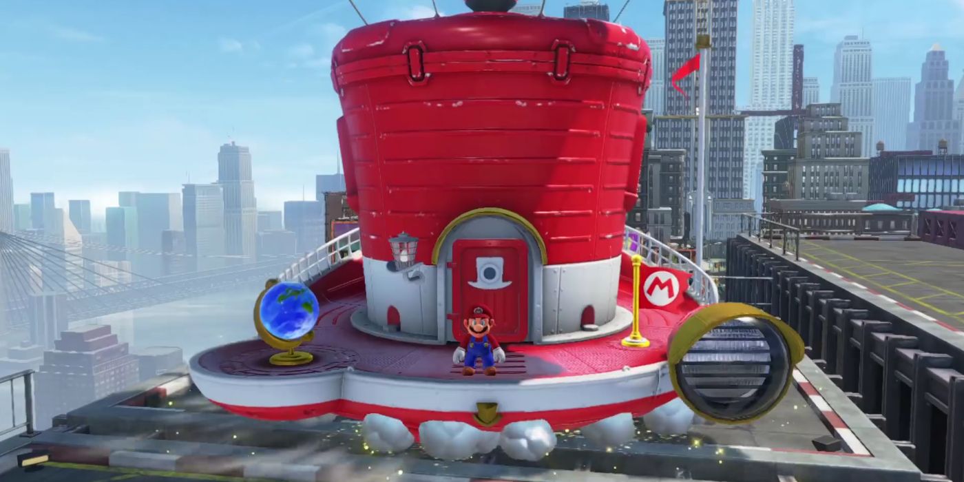 Mario with his Top Hat Spaceship