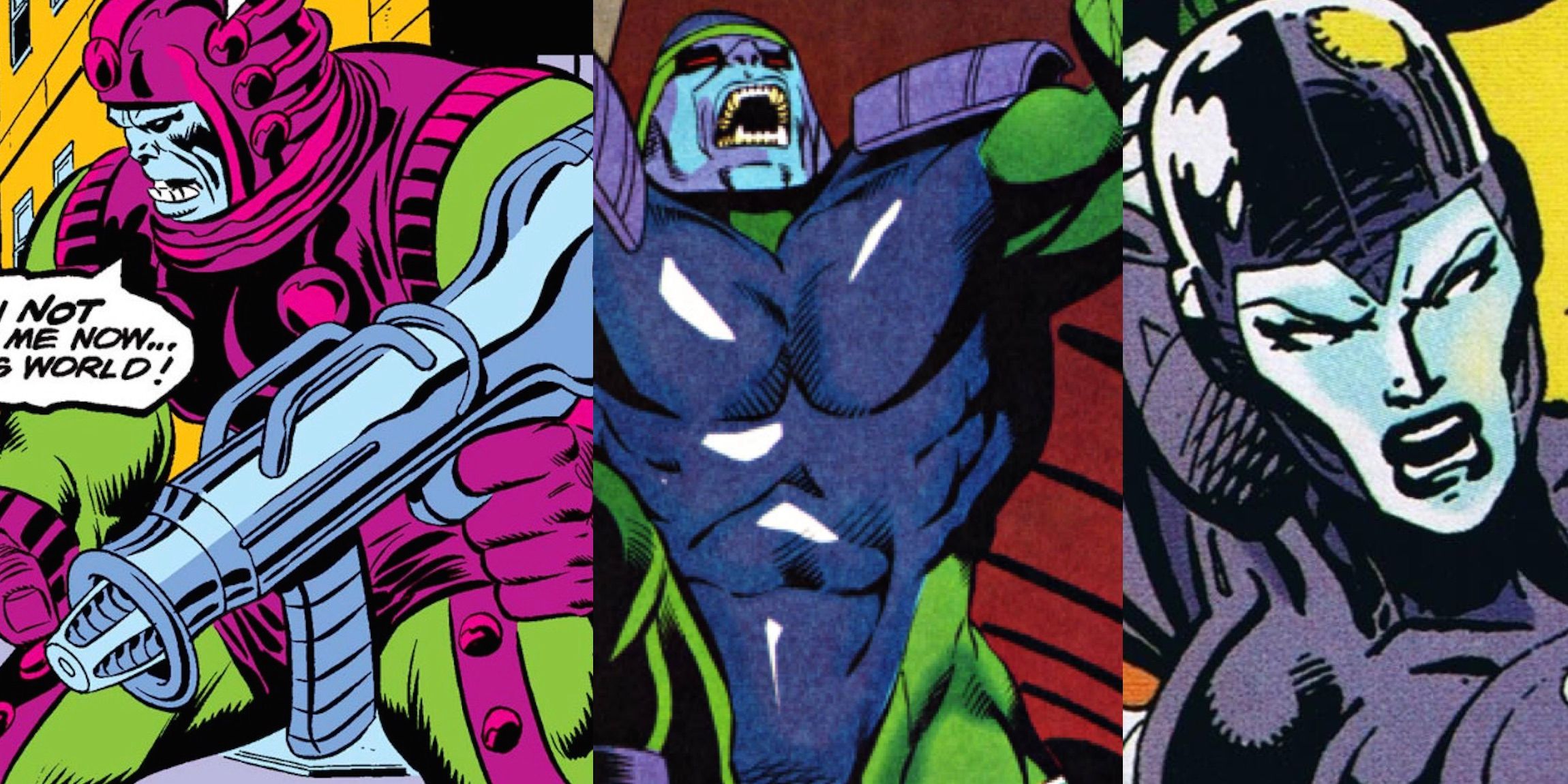 A split image features Marvel Comics Luphomoids Zorr, Kraa, and Xira